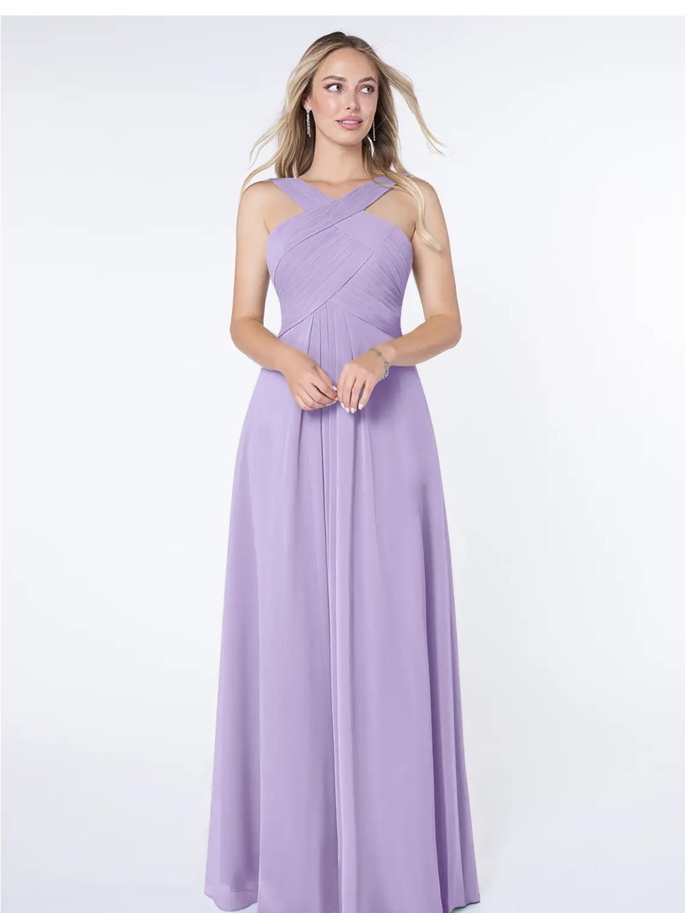 Azazie Lilac Cross-Halter Maxi Dress